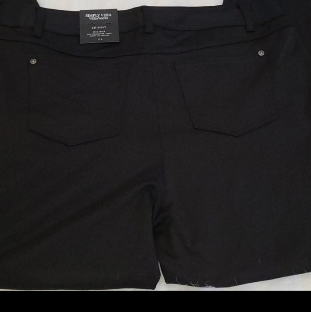 Vera Wang classic Black Mid-Rise slimming stretch fit skinny dress pants 0X - Picture 14 of 16